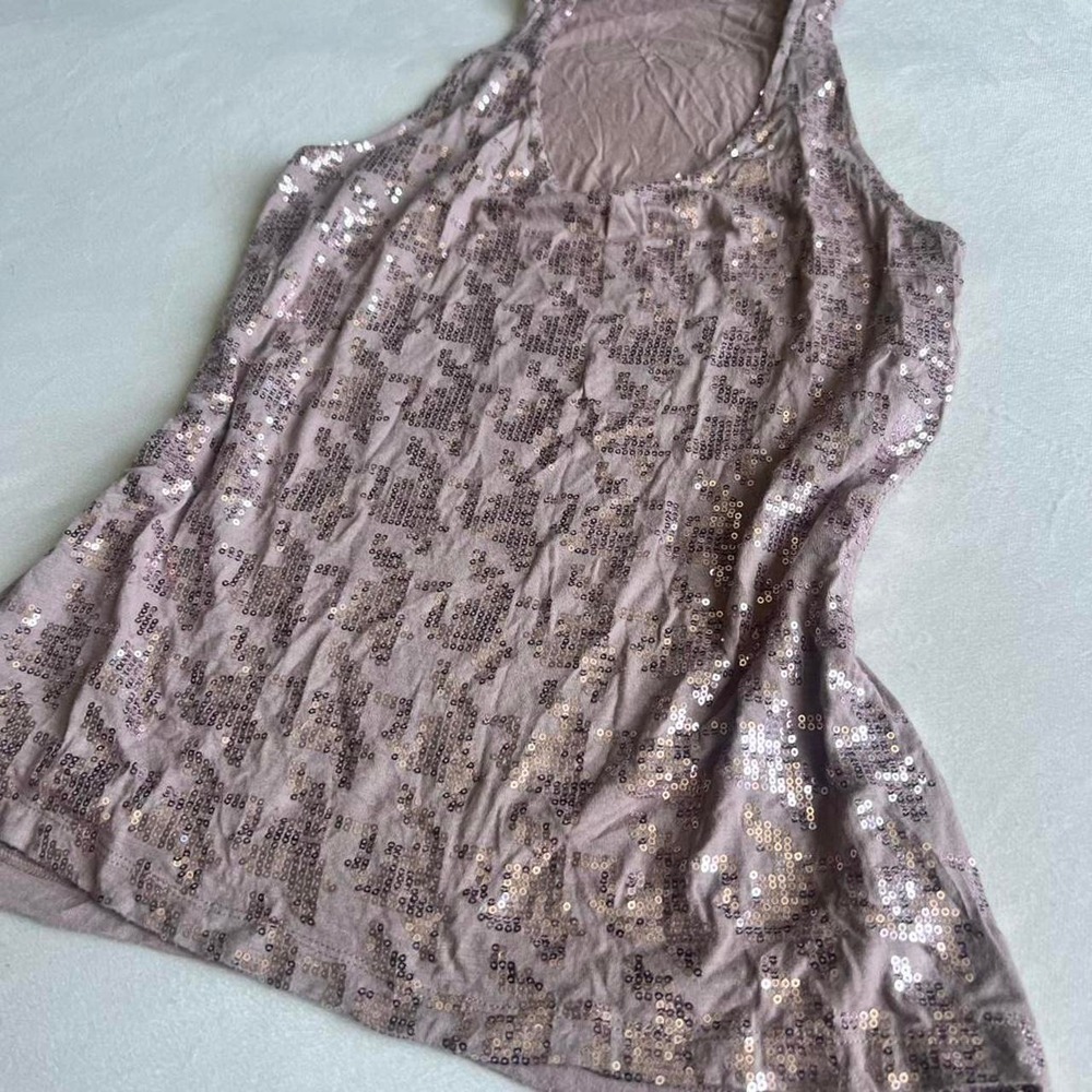 Halogen sequin y2k bronze tan beige tank top size s going out millenium